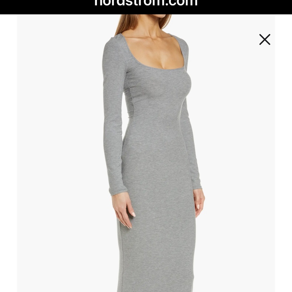 Gray Long Sleeve Maxi Dress